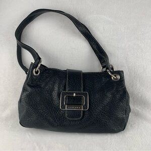 Strada Faux‎ Pebble Leather Double Strap Y2K Purse Handbag Top Handle Black